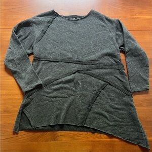 Elegant Dark Gray Asymmetrical Long Sleeve Top